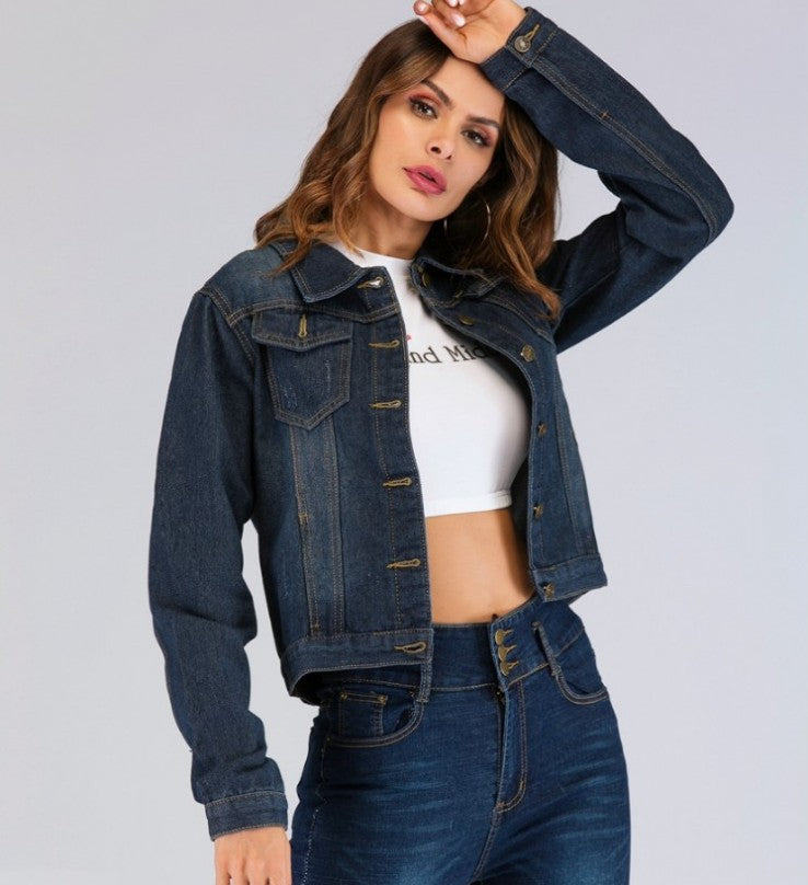 Women's Slim Denim Jacket Women's Short Loose Jacket Denim Jacket - Image 5