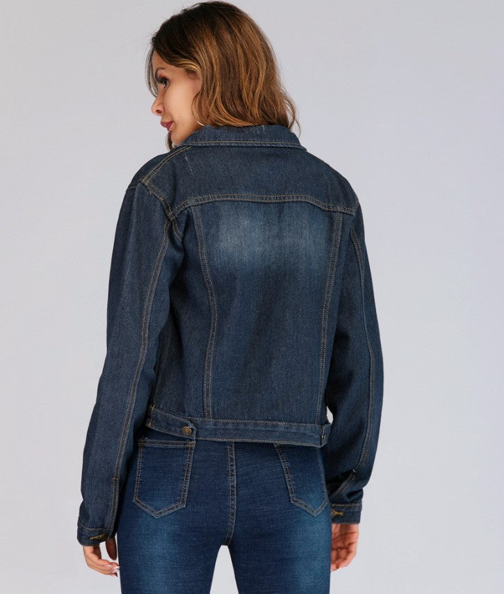 Women's Slim Denim Jacket Women's Short Loose Jacket Denim Jacket - Image 3