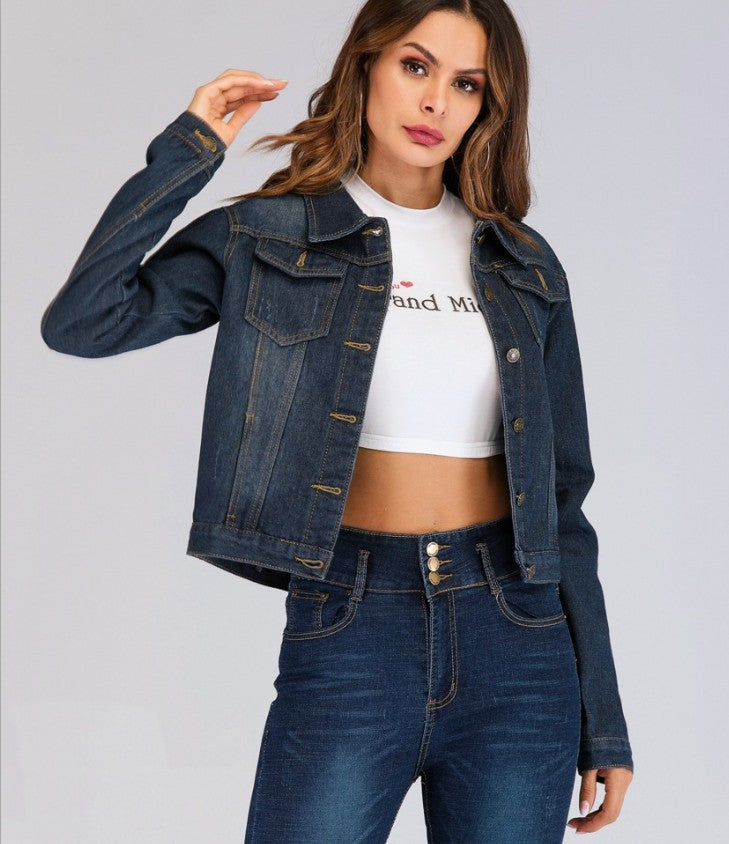 Women's Slim Denim Jacket Women's Short Loose Jacket Denim Jacket - Image 4