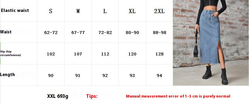 Women's Summer Washed Denim Elastic Waist Denim Skirt - Image 3