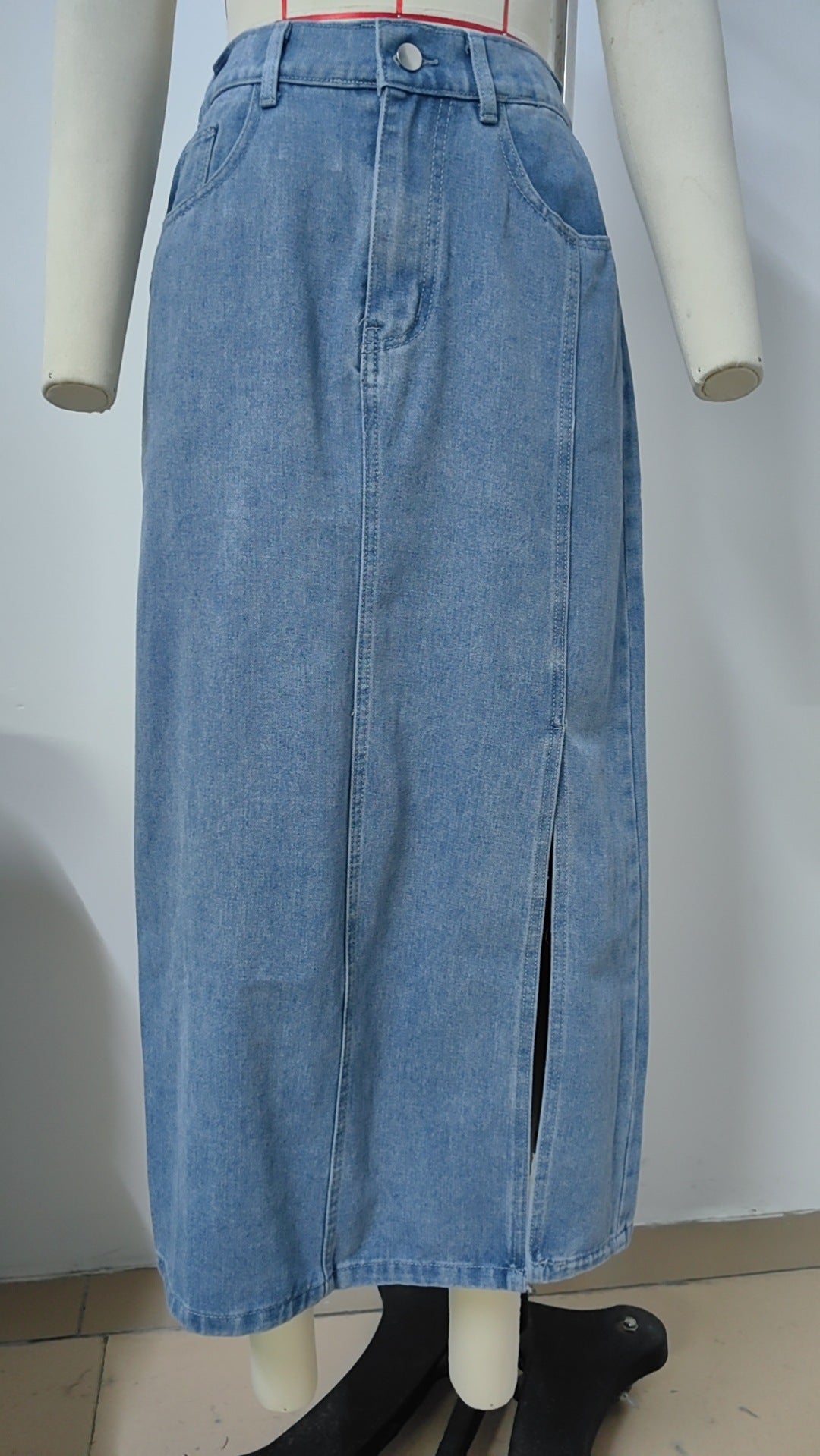 Women's Summer Washed Denim Elastic Waist Denim Skirt - Image 7